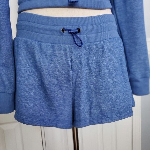 Flirtitude Terry Cotton Long Sleeved Top & Short Set BLUE - Picture 2 of 7